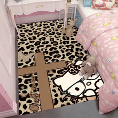 Hello Kitty Red Leopard Floor Rug – Cute Bedroom & Living Room Mat