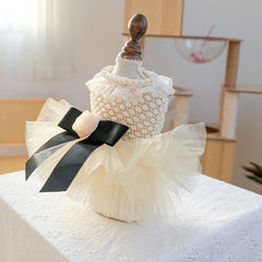 Luxury Kawaii Dog Dress 👑 Pearl Collar Princess Outfit for Small Dogs & Cats