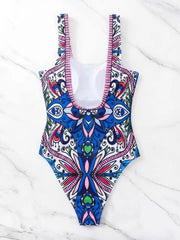 Retro Printed Push-Up One-Piece Swimsuit – Women’s 2025 Sexy Vintage Swimwear