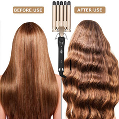3-in-1 Reversible Triple Barrel Hair Waver – Deep & Small Wave Curling Iron