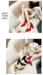 10cm High Heel Colorful Pumps Women's Shoes Pointed Toe Fashion Red 3.9inch Chunky Heels Patent Leather Female Plus Size 49 50