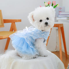 Sky Blue Waltz Pet Dress – Summer Wedding Princess Outfit for Dogs & Cats