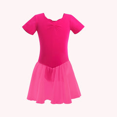 Girls Ballet Leotard Dress – Long/Short Sleeve Chiffon Skirt Dancewear