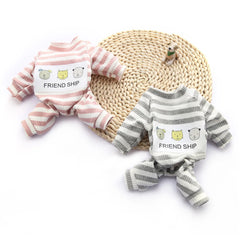 Cotton Dog Pajamas – Classic Stripe Jumpsuit for Small Dogs & Cats Winter Outfit