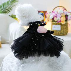 Black Sahara Rose Pet Dress – Warm Autumn/Winter Wedding Outfit for Small & Medium Dogs