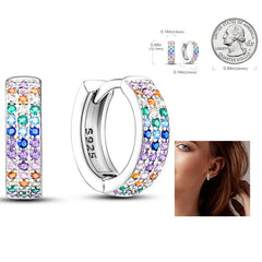 925 Silver Hoop Earrings for Women – Zircon Heart & Star Drops