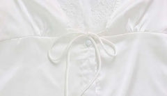 Women’s Lace Patchwork Top – V-Neck Short Sleeve Tee