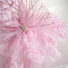 Luxury Lace Rose Dog Dress – White & Pink Wedding Outfit for Small Pets