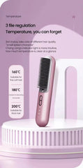 Wireless Hot Comb Straightening Brush – Negative Ion Cordless Anti-Scald Hair Styler