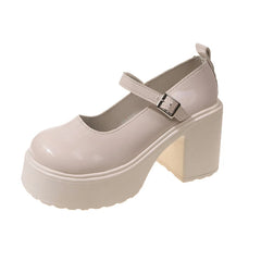 Fashion White Chunky Platform High Heels Women's 2024 New Fall/winter Mary Jane Shoes