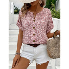 Plus-Size Women’s Floral Beach T-Shirt – Summer Short Sleeve Top