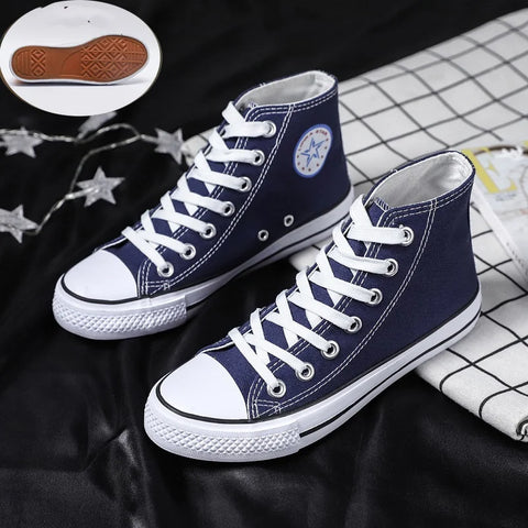 High-Top Canvas Women's Shoes Soft Bottom Non-slip Board Shoes Simple Fashion Lace-Up Casual Shoes Versatile Ladies Board Shoes