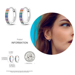 925 Silver Hoop Earrings for Women – Zircon Heart & Star Drops