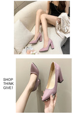 10cm High Heel Colorful Pumps Women's Shoes Pointed Toe Fashion Red 3.9inch Chunky Heels Patent Leather Female Plus Size 49 50