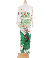 Peacock Kimono Beach Robe – Long Sleeve Swimsuit Cover-Up Cardigan