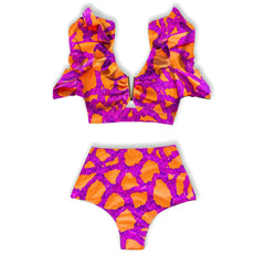 2025 Floral Ruffle Bandage Bikini Set – Women’s Push-Up Two-Piece Swimsuit