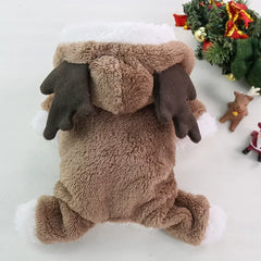 Christmas Dog Hoodie – Warm Winter Elk & Santa Pet Costume for Small & Medium Dogs