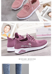 Women Casual Shoes Fashion Breathable Walking Mesh Flat Shoes Sneakers Women 2024 Gym Vulcanized Shoes Purple Female Footwear