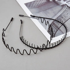 1/6PCS Metal Wavy Hair Bands – Unisex Black Head Hoop