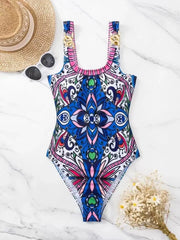 Retro Printed Push-Up One-Piece Swimsuit – Women’s 2025 Sexy Vintage Swimwear