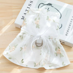 Fashion Print Summer Dog Dress 🌸 Sweet Bow Princess Outfit for Small Dogs & Cats