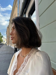 Women’s Lace Patchwork Top – V-Neck Short Sleeve Tee