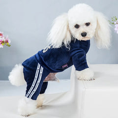 Soft Velvet Dog Clothes – Warm Winter Hoodie Jumpsuit for Small Dogs & Cats