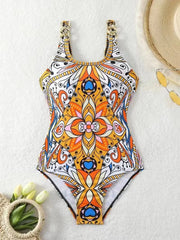 Retro Printed Push-Up One-Piece Swimsuit – Women’s 2025 Sexy Vintage Swimwear