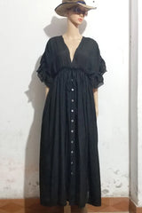 Summer Long V-Neck Kimono Bikini Cover-Up – Women’s Lace-Up Boho Beach Dress