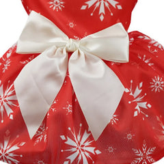 Christmas Pet Dog Dress – Holiday Bow Waistband Outfit for Puppies & Small Dogs