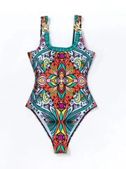 Retro Printed Push-Up One-Piece Swimsuit – Women’s 2025 Sexy Vintage Swimwear