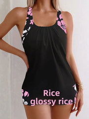 Black Slim-Fit Tankini Bikini Set – Women’s Split Swimsuit 2025