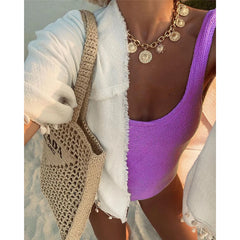 Sexy Push-Up Brazilian One-Piece Swimsuit – Women’s Solid Thong Monokini