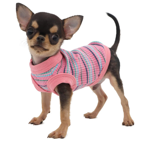 Pink Rib Dog Tank – Soft Shirt Vest for Small Dogs & Chihuahuas