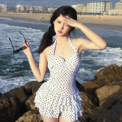 Korean Vintage Cake-Skirt One-Piece Swimsuit – Women’s Slimming Swimwear 2025