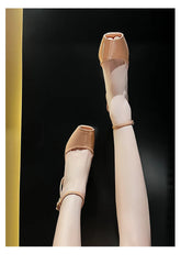 Slope heel, fish mouth, empty sandals, patent leather ankle buckle strap, stylish, sexy, shallow mouth,comfortable women's shoes