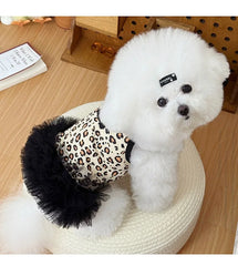 Leopard Print Mesh Pet Dress – Summer Fairy Strap Outfit for Small Dogs & Cats