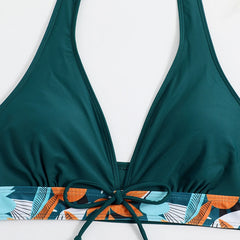 High-Waist Plant Print Bikini Set – Women’s Two-Piece Swimsuit