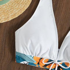 High-Waist Plant Print Bikini Set – Women’s Two-Piece Swimsuit