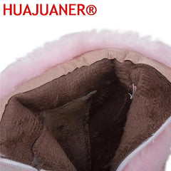 2025 New Fashion Womens Winter High Heel Boots Pink White Black Fur Tassel Bowtie Lovely Lolita Ladies Party Wedding Shoes