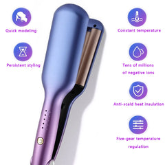 0.6" (16mm) Mini 3-Barrel Hair Waver – Ceramic Beach Wave Curler (5 Temps)
