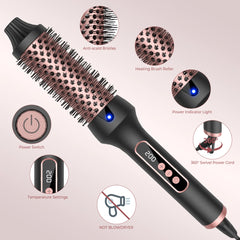 1.5" Thermal Ionic Curling Brush – Loose Curls & Volume Styler (9 Heat Settings)