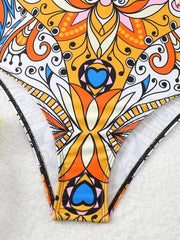 Retro Printed Push-Up One-Piece Swimsuit – Women’s 2025 Sexy Vintage Swimwear