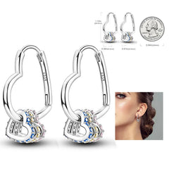 925 Silver Hoop Earrings for Women – Zircon Heart & Star Drops