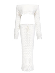 Knit One-Shoulder Top & Drawstring Skirt Set – Sexy Beach Cover-Up 2025 (K172)