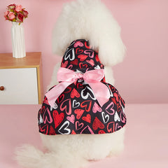 Heart Print Dog Dress ❤️ Spring Tulle Princess Outfit for Small Dogs & Cats