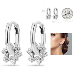 925 Silver Hoop Earrings for Women – Zircon Heart & Star Drops