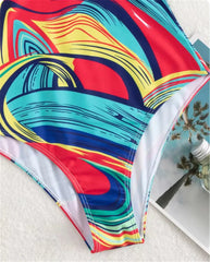 Vigoashely Sexy Print Strappy Push-Up One-Piece Swimsuit – 2025 Backless Monokini