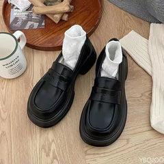 Thick-Soled Mary Jane Loafers – Non-Slip Leather JK & Lolita Shoes