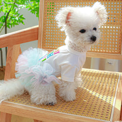 White Ballet Birthday Princess Pet Dress – Lightweight Hoodie Outfit for Small & Medium Dogs